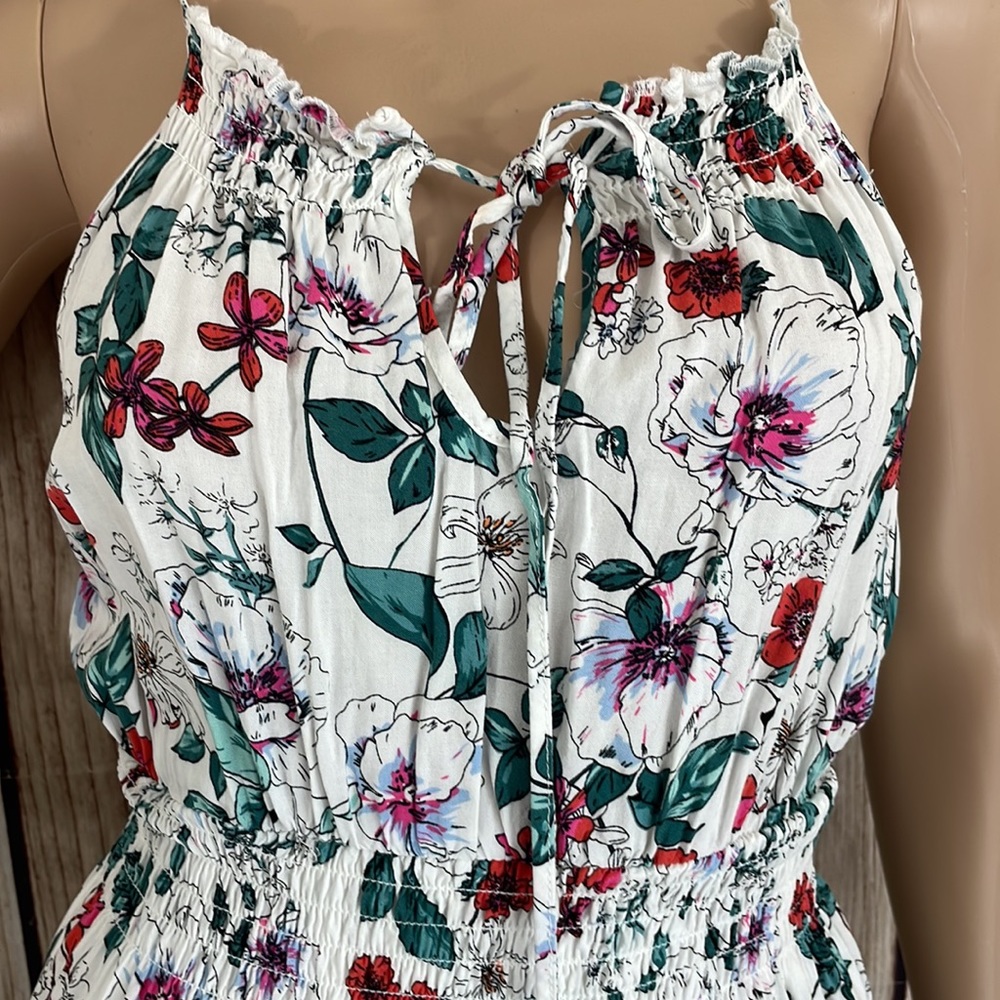 Favlux Fashion White Stretchy Floral Maxi Dress with White Lining Med - Picture 5 of 12
